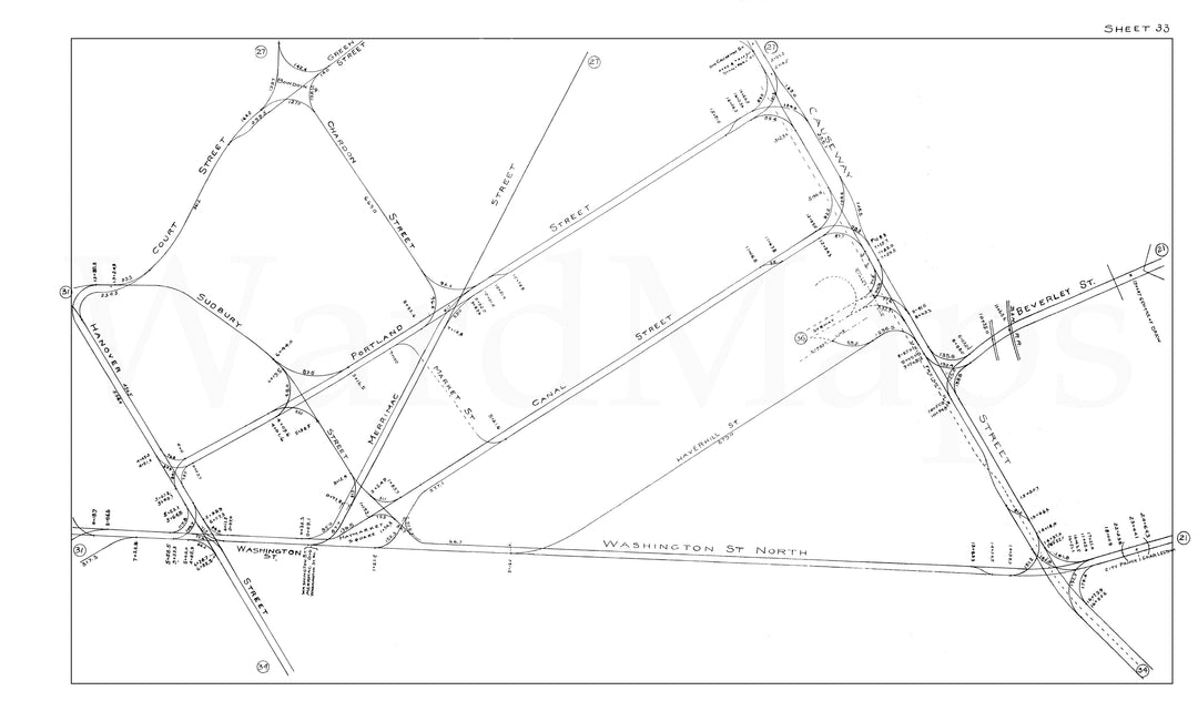 BERy Track Milage Map 1919 Plate 33: Boston, Massachusetts