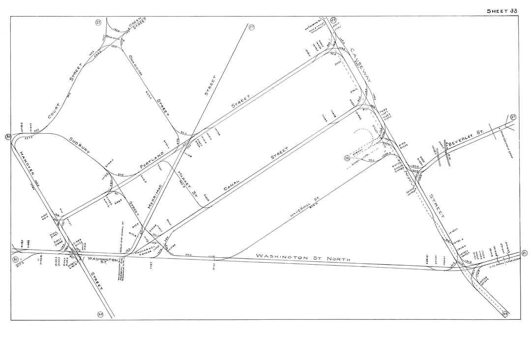 BERy Track Milage Map 1915 Plate 33: Boston, Massachusetts
