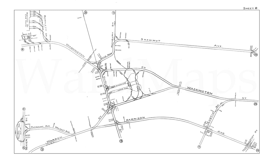BERy Track Milage Map 1919 Plate 06: Roxbury, Massachusetts