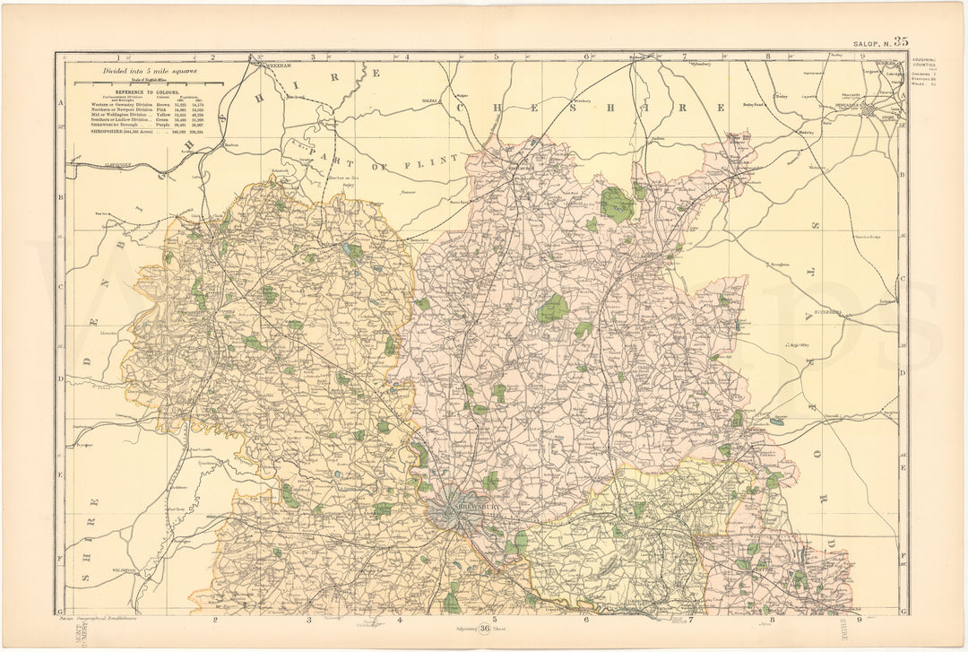 Shropshire County, England 1899 (North Part)