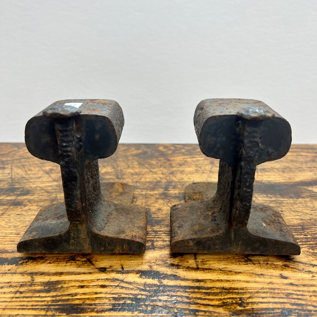 Small Railroad Rail and Spike Bookend Pair