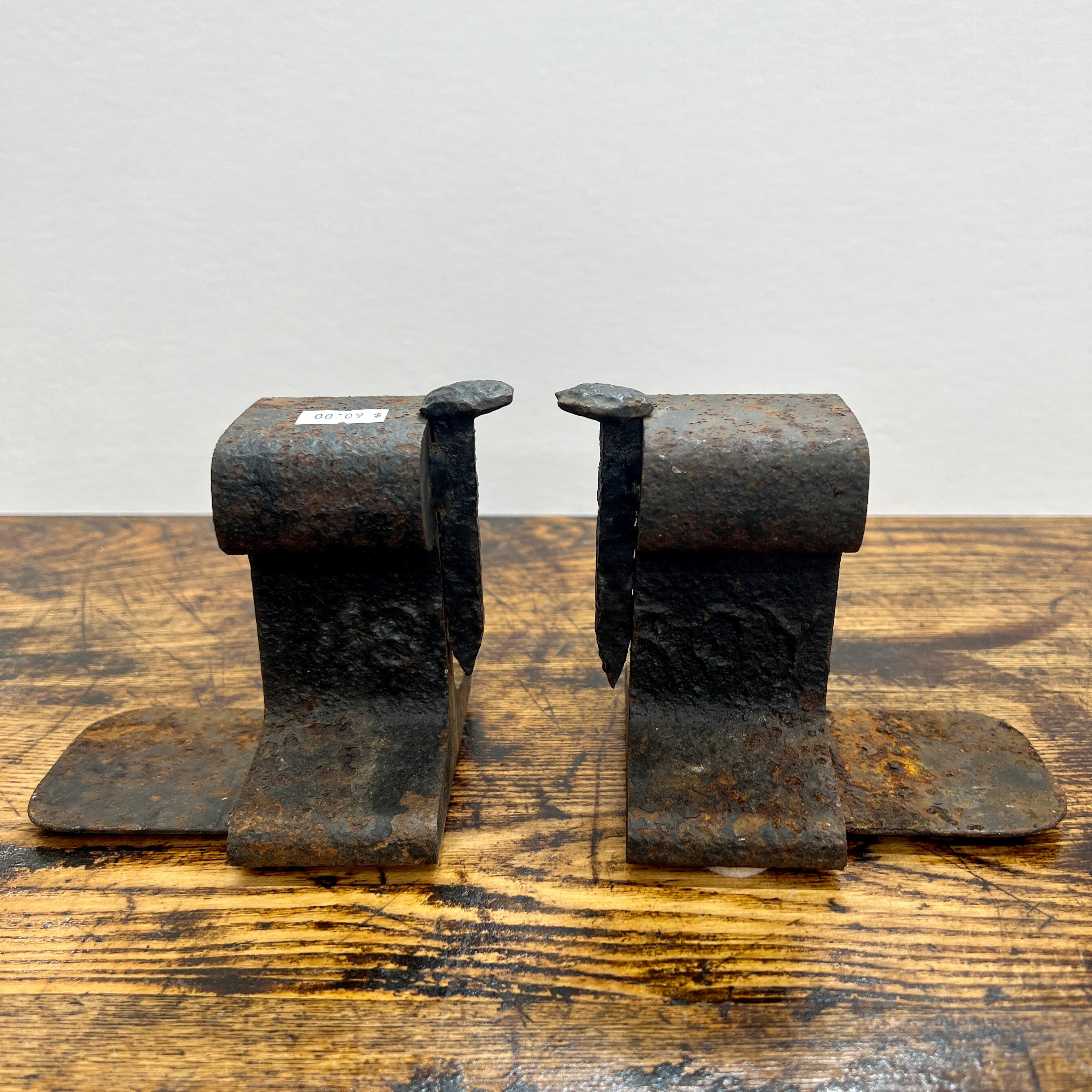 Small Railroad Rail and Spike Bookend Pair