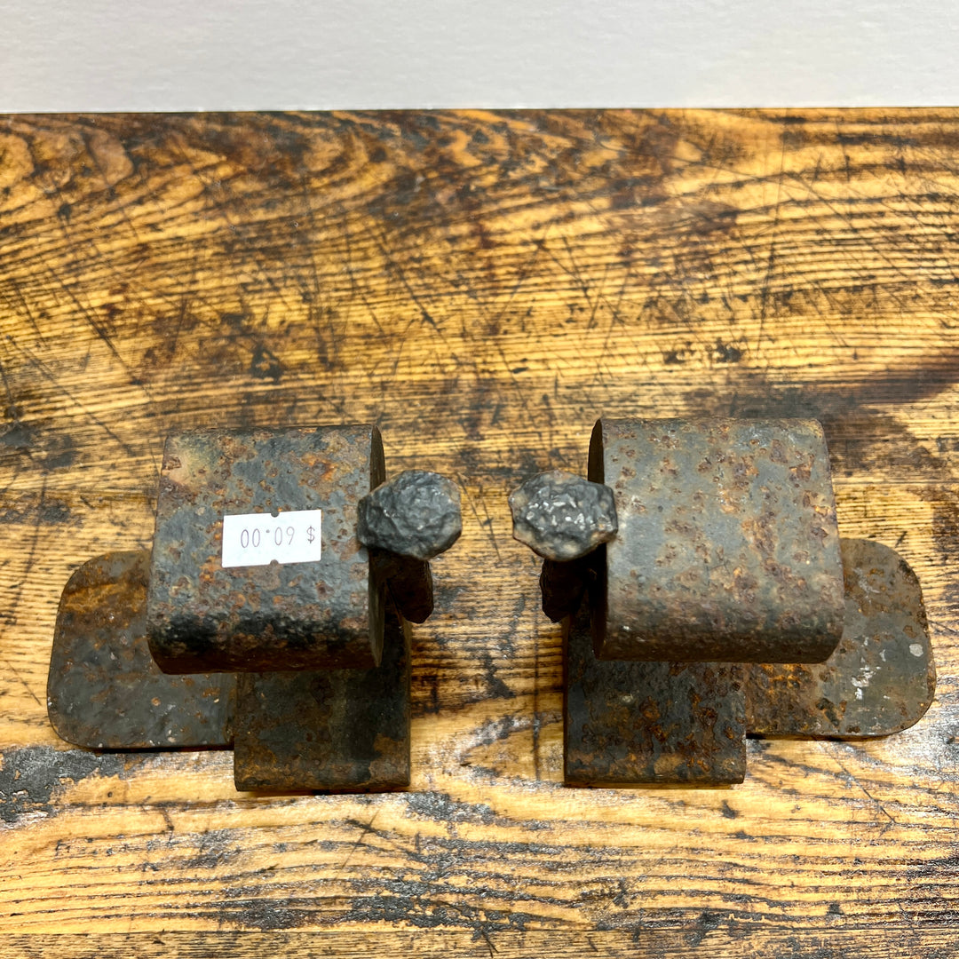 Small Railroad Rail and Spike Bookend Pair