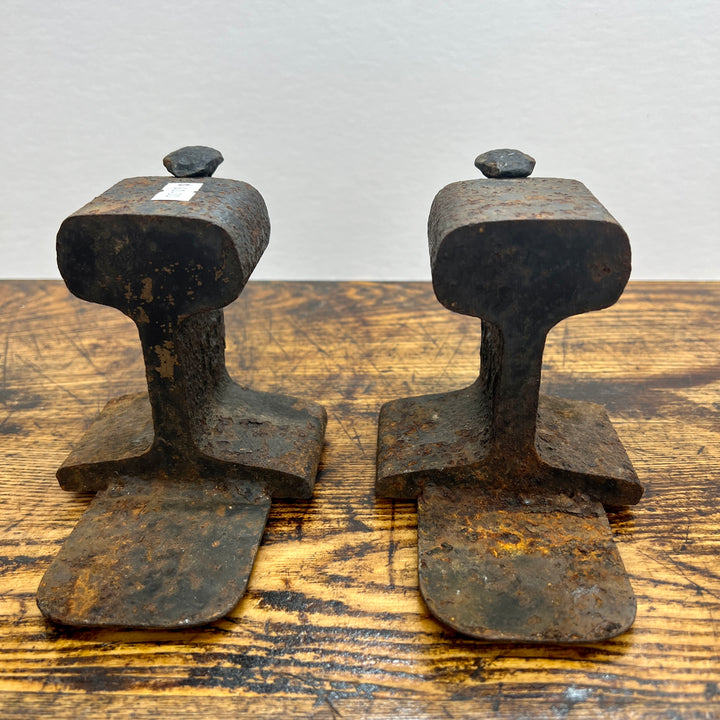 Small Railroad Rail and Spike Bookend Pair