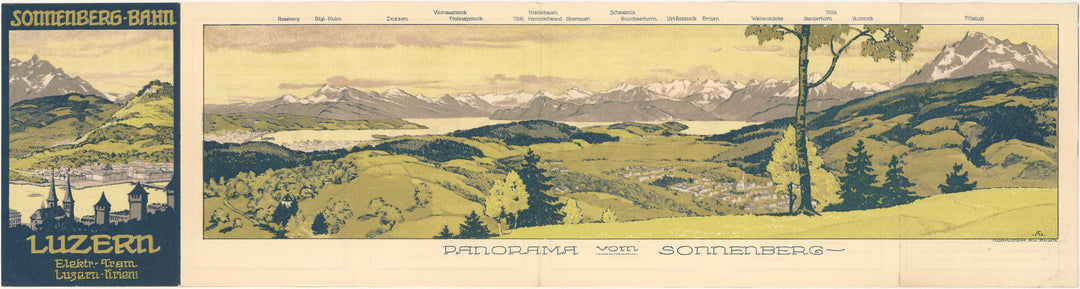 Panorama from Mount Sonnenberg, Lucerne, Switzerland 1926