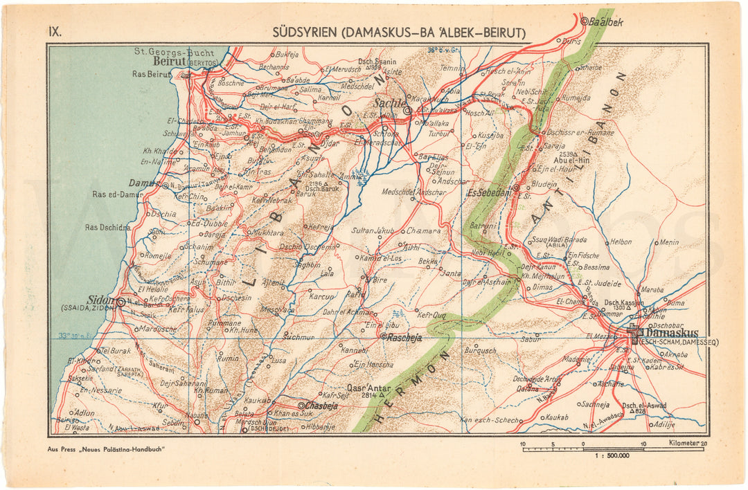 Syria 1934 Southern Part: Damascus-Baalbek-Beirut