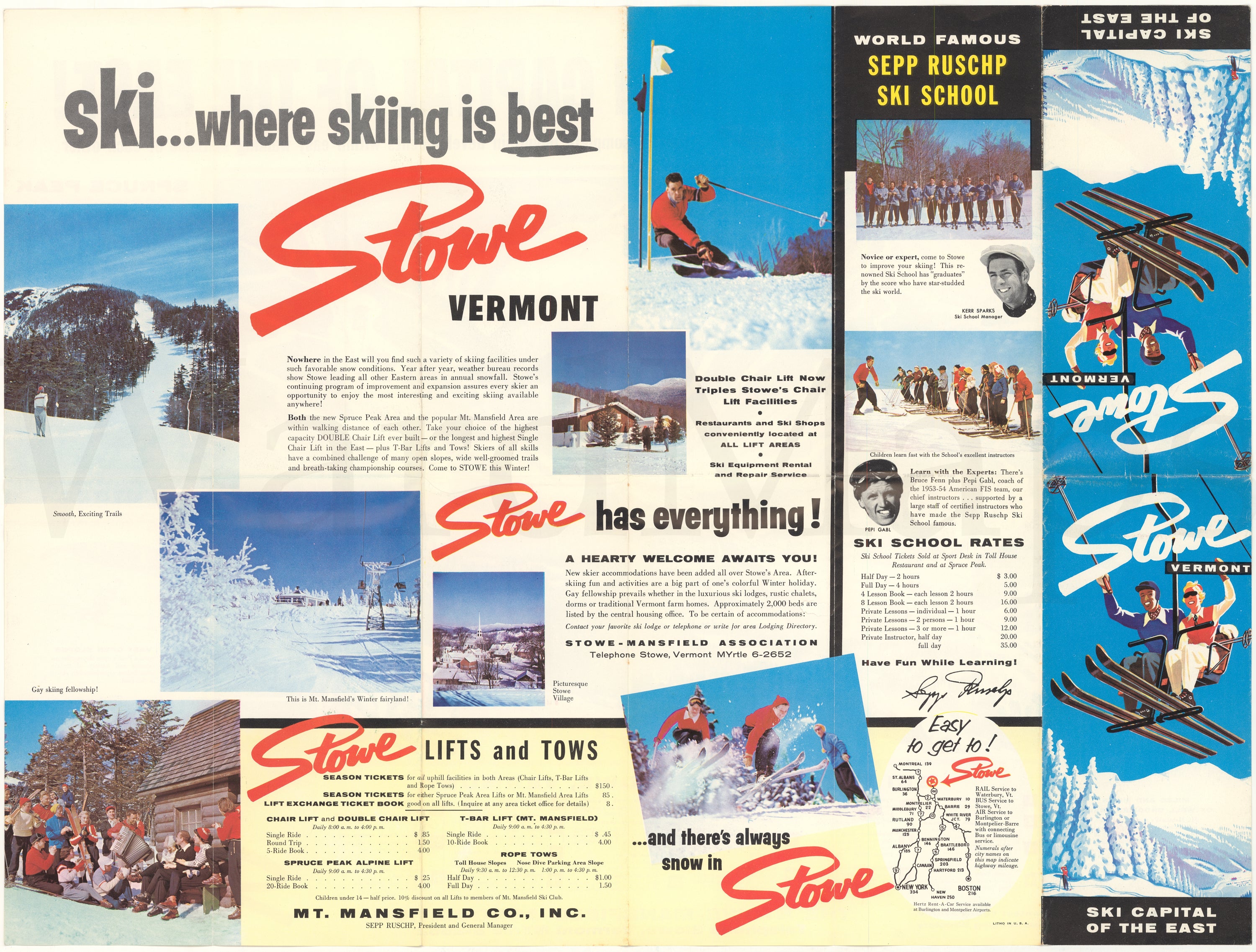 Stowe, Vermont Ski Area Map Circa 1950s – WardMaps LLC