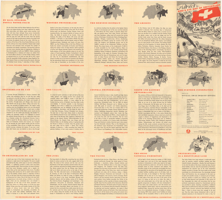 Switzerland 1938 Bird's Eye View Map