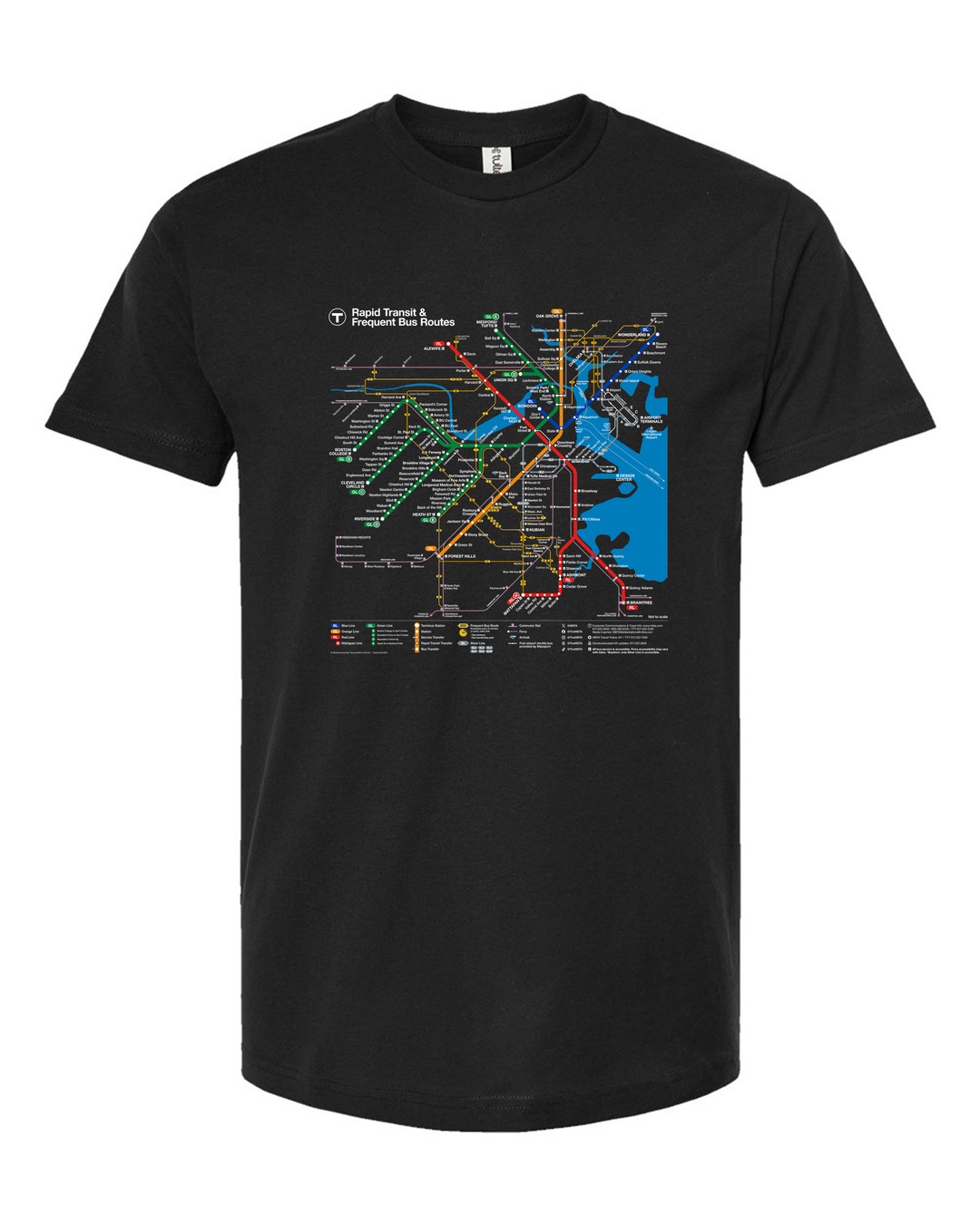 Boston MBTA Map Black T-Shirt (ADULT)