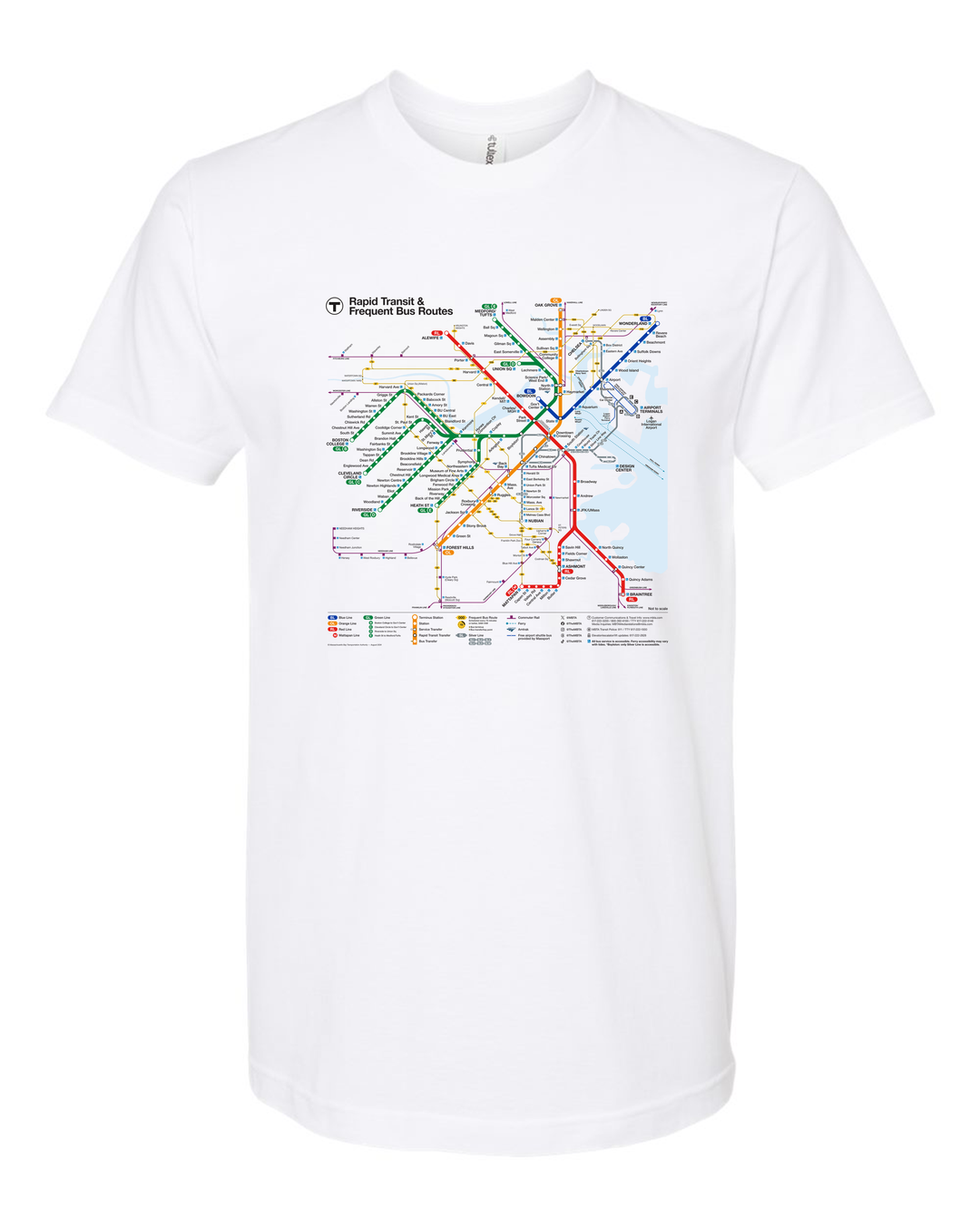 Boston MBTA Map White T-Shirt (ADULT)