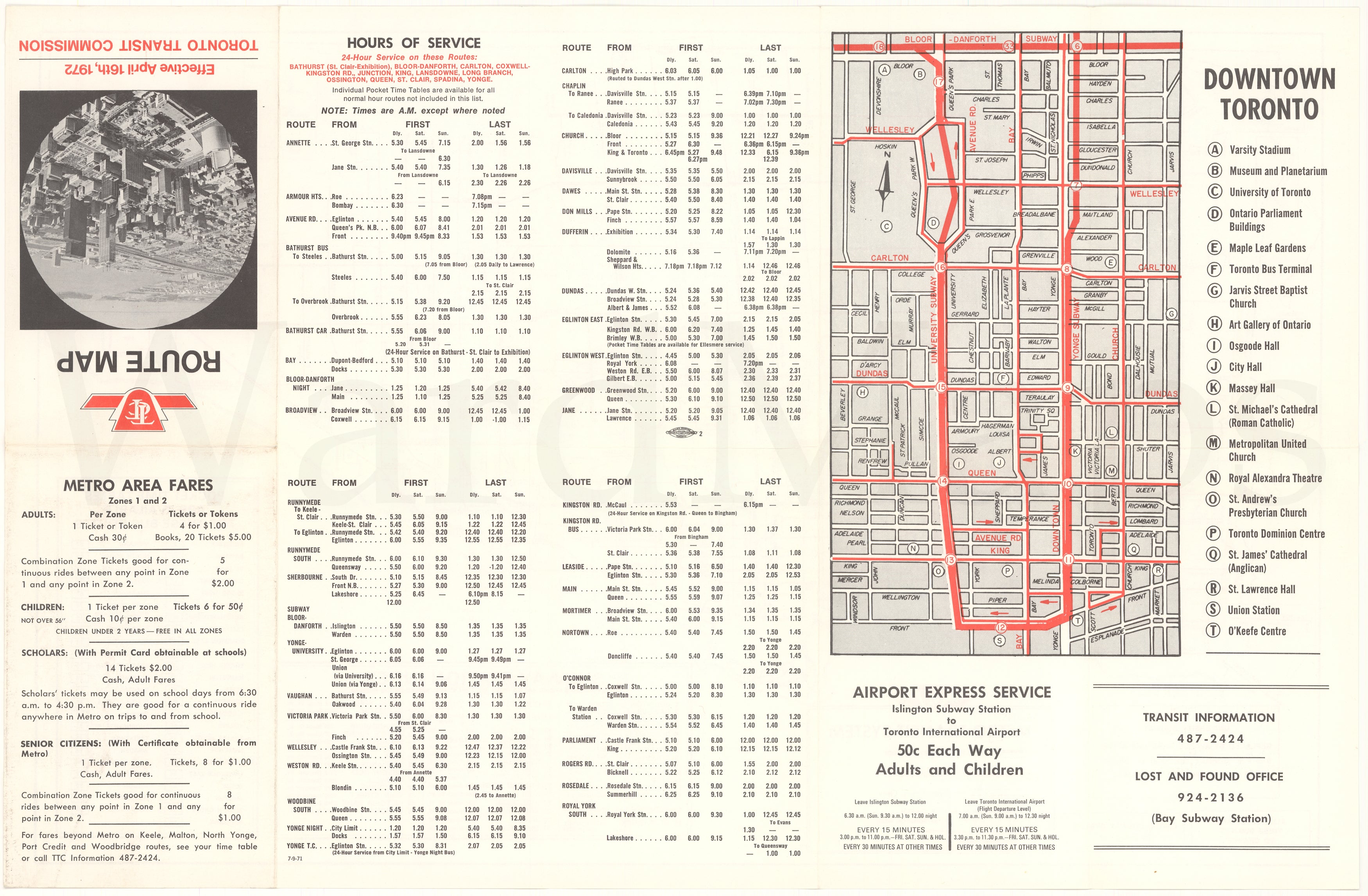 Toronto Transit Commission System Map 1972 April 16 (Ver. 1)