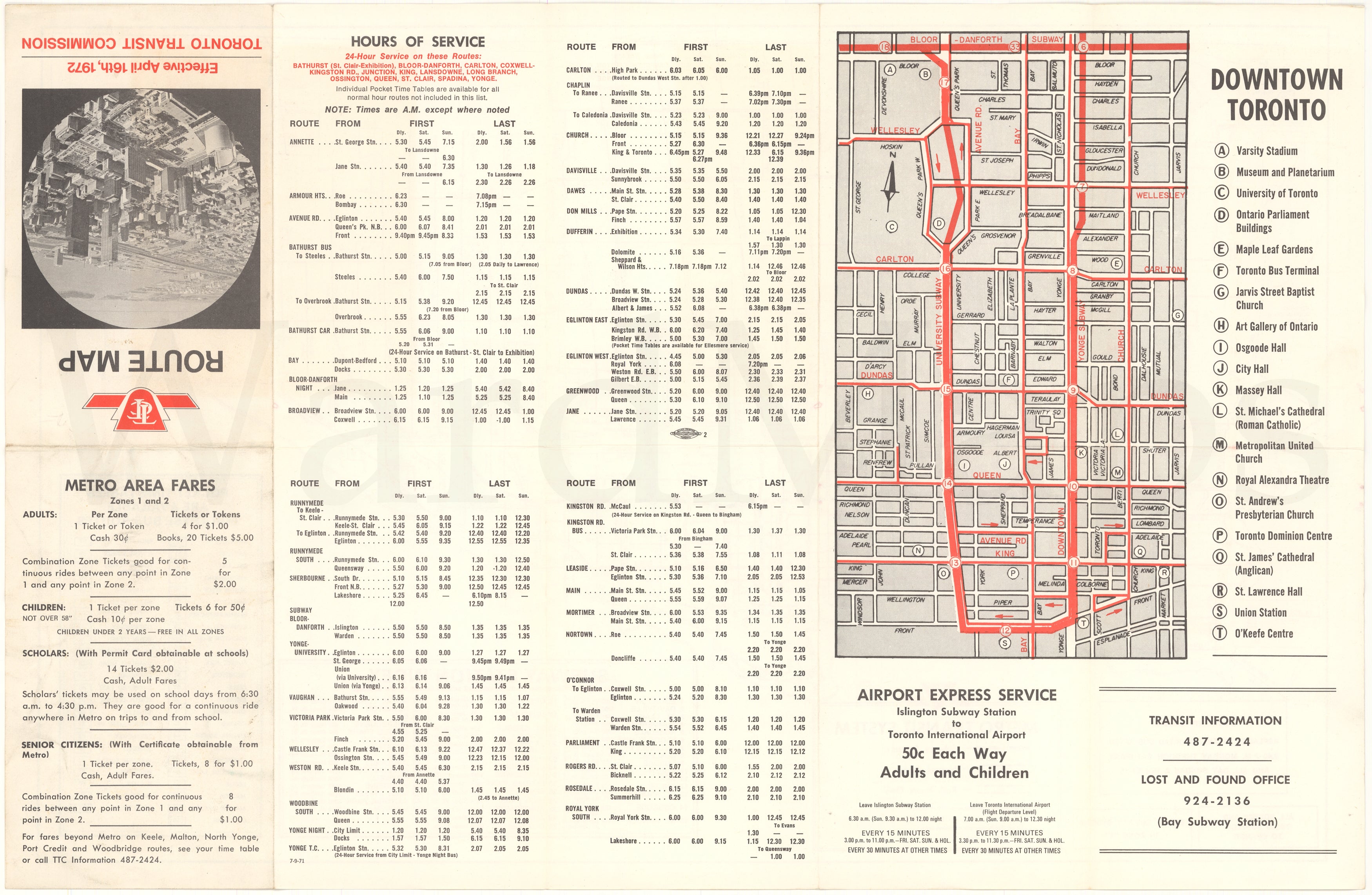 Toronto Transit Commission System Map 1972 April 16 (Ver. 2)