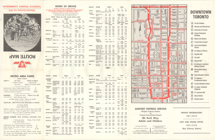 Toronto Transit Commission System Map 1972 October 1