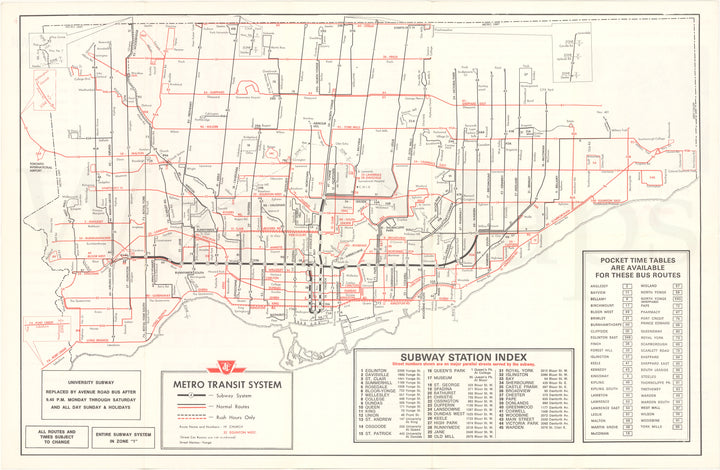 Toronto Transit Commission System Map 1972 October 1