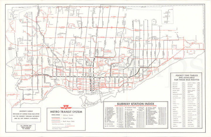 Toronto Transit Commission System Map 1973 February