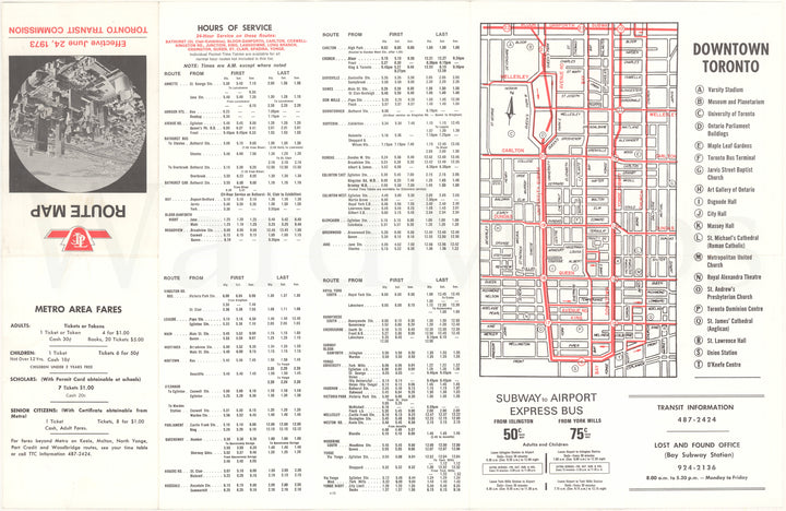 Toronto Transit Commission System Map 1973 June 24