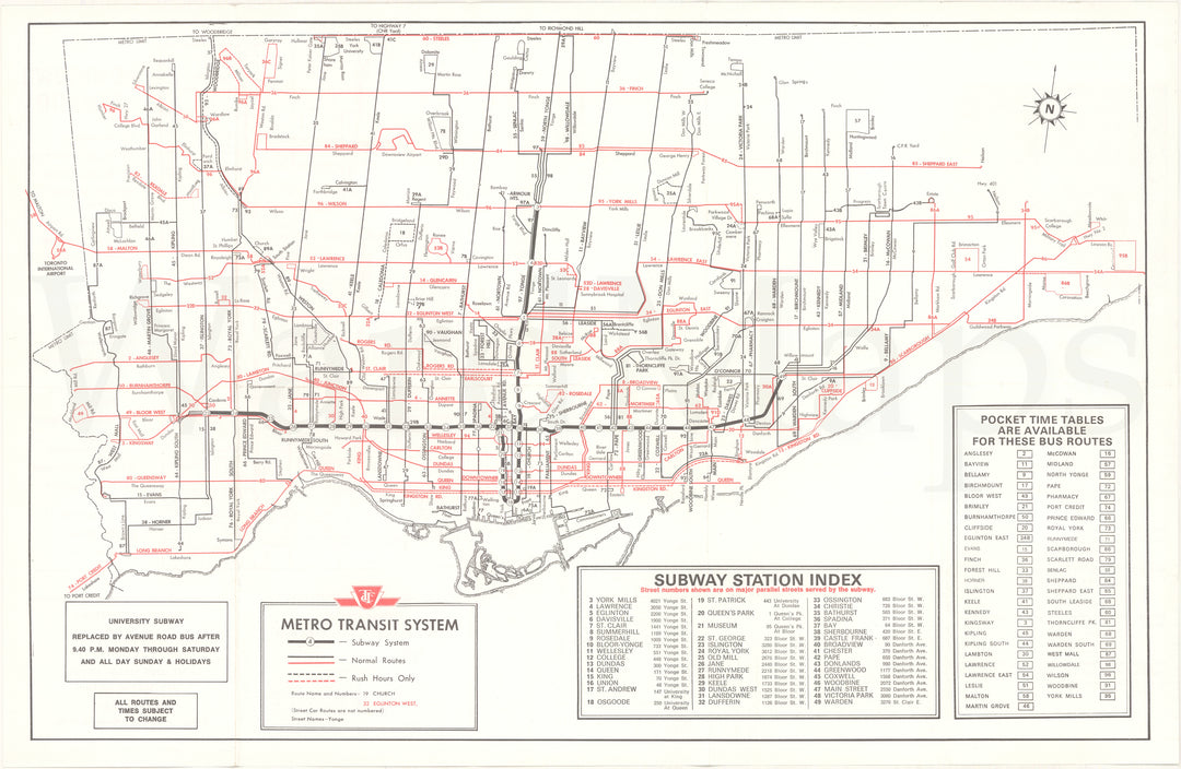 Toronto Transit Commission System Map 1973 June 24