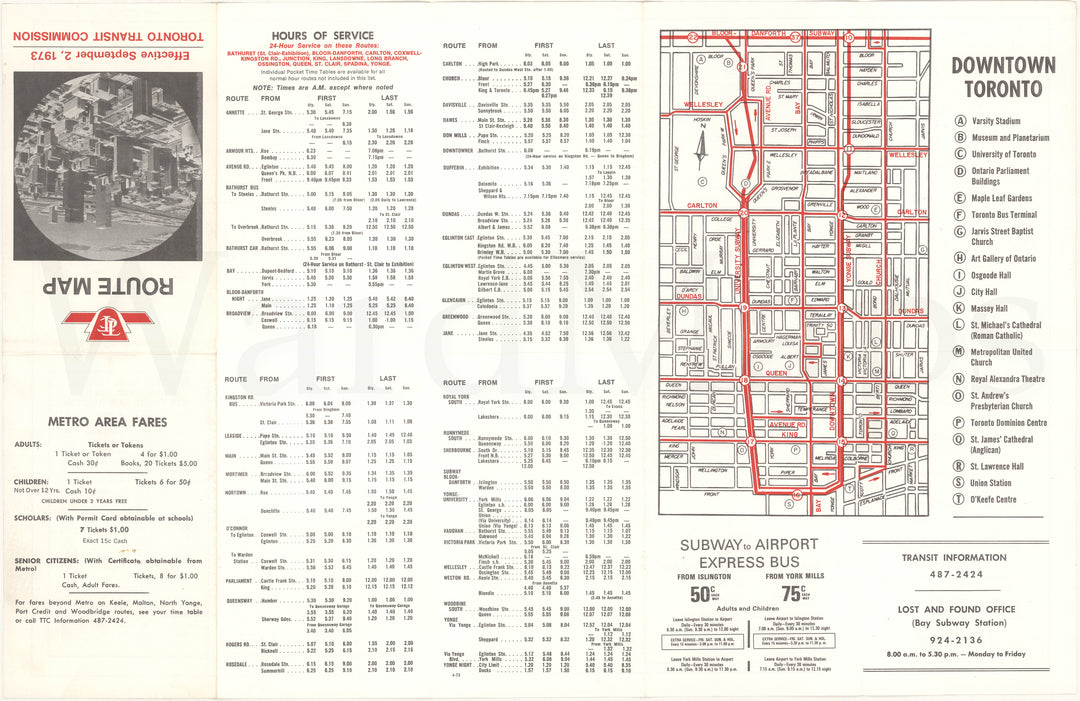 Toronto Transit Commission System Map 1973 September 2
