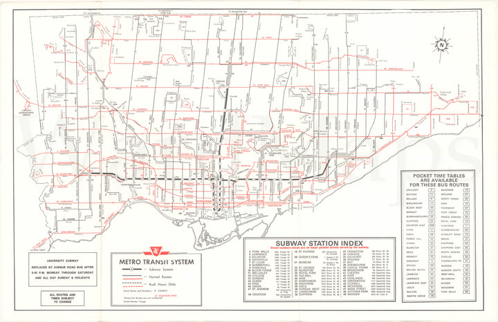 Toronto Transit Commission System Map 1973 September 2