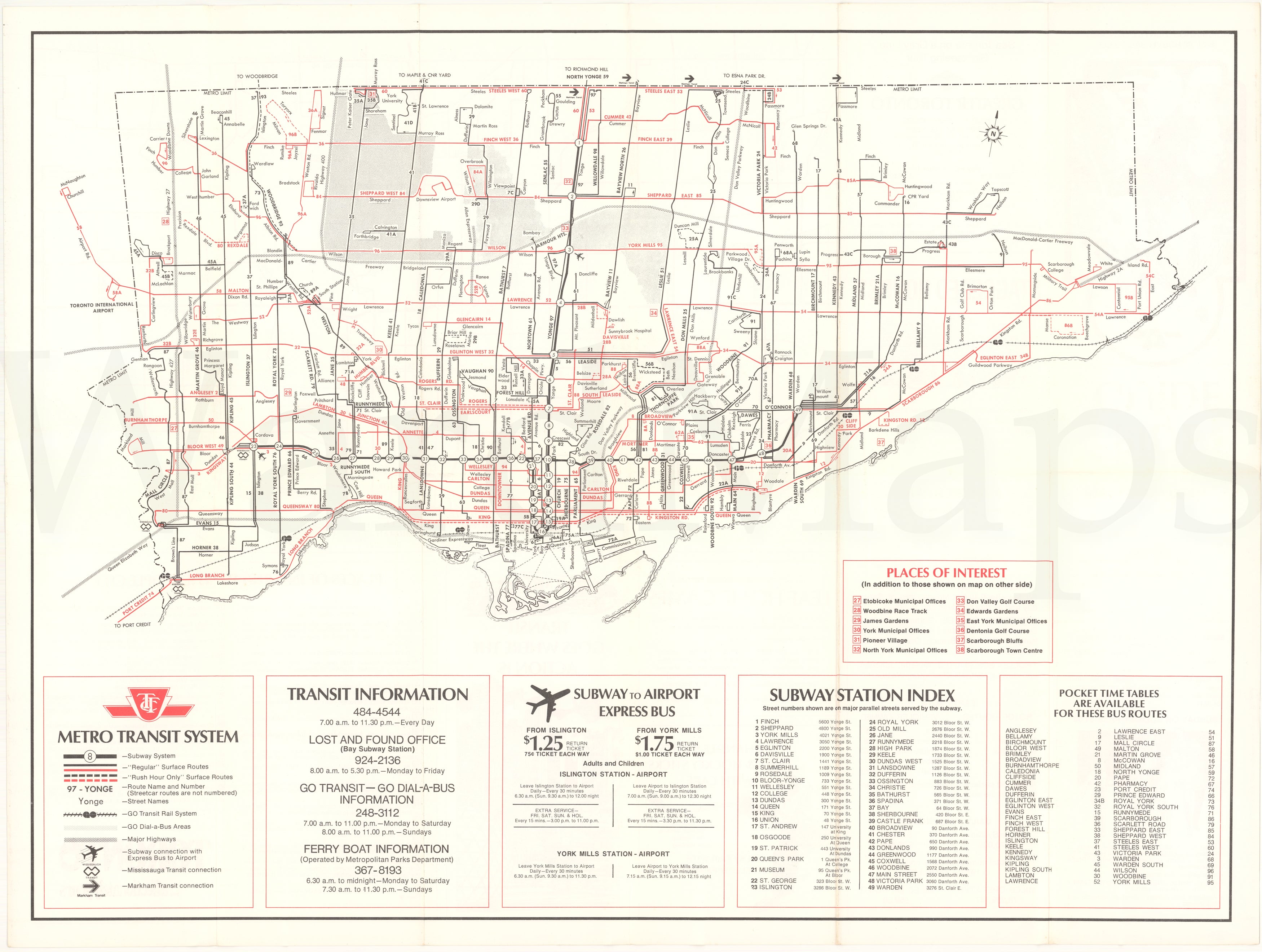 Toronto Transit Commission System Map 1974 March 30