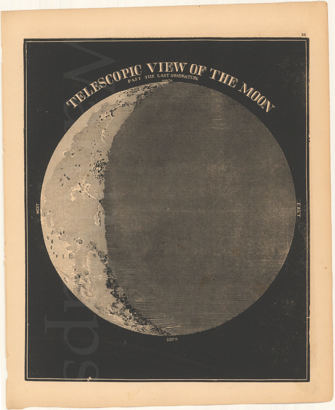 Telescopic View of The Moon 1851: Past the Last Quadrature