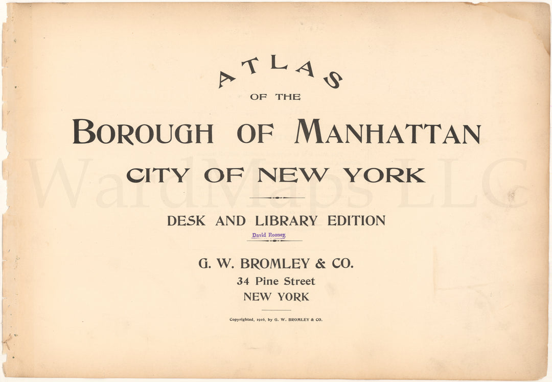 Manhattan, New York 1916 Title Page