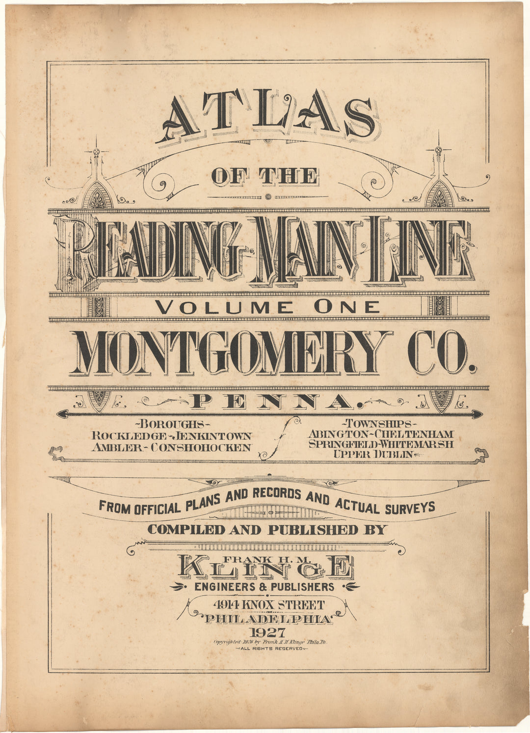 Montgomery County, Pennsylvania 1927 Title Page