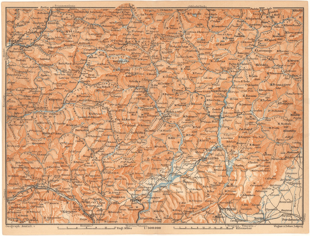 Trentino (Southeast Part) and Veneto (Northwest Part) Provinces, Italy 1911