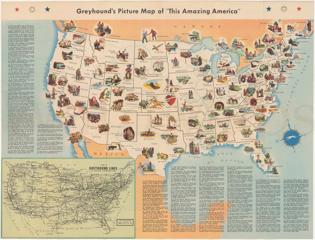 United States: Greyhound's Picture Map