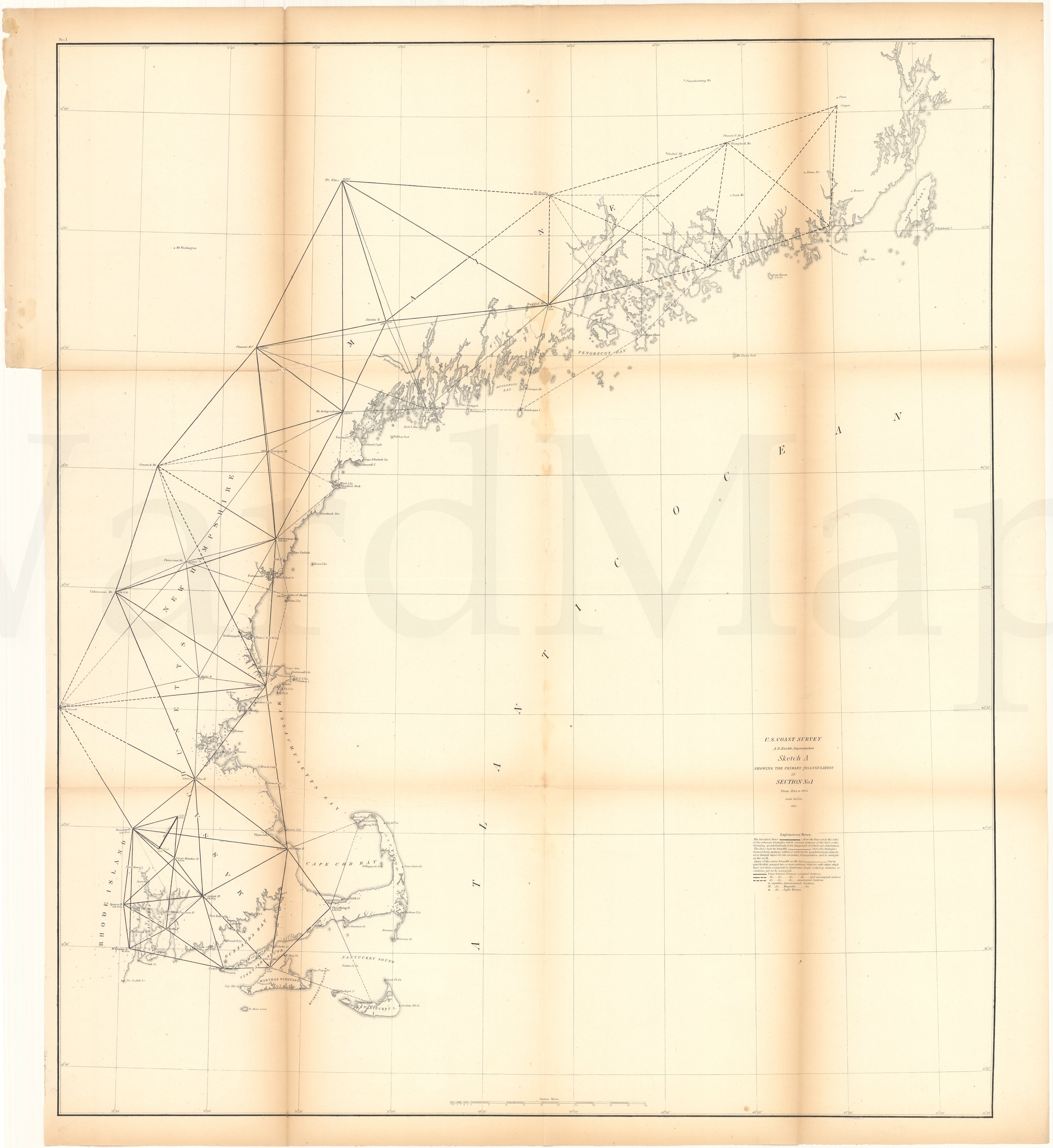 USCS New England Primary Triangulation in Section No. 1 from 1844 to 1 ...