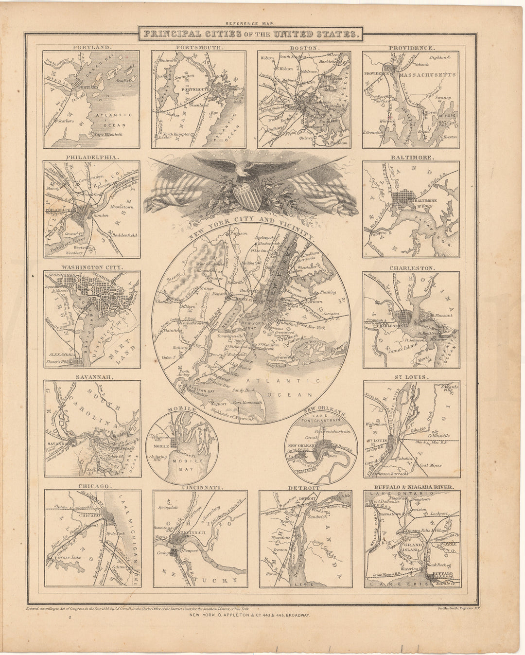 United States 1866: Principal Cities (Cornell's)