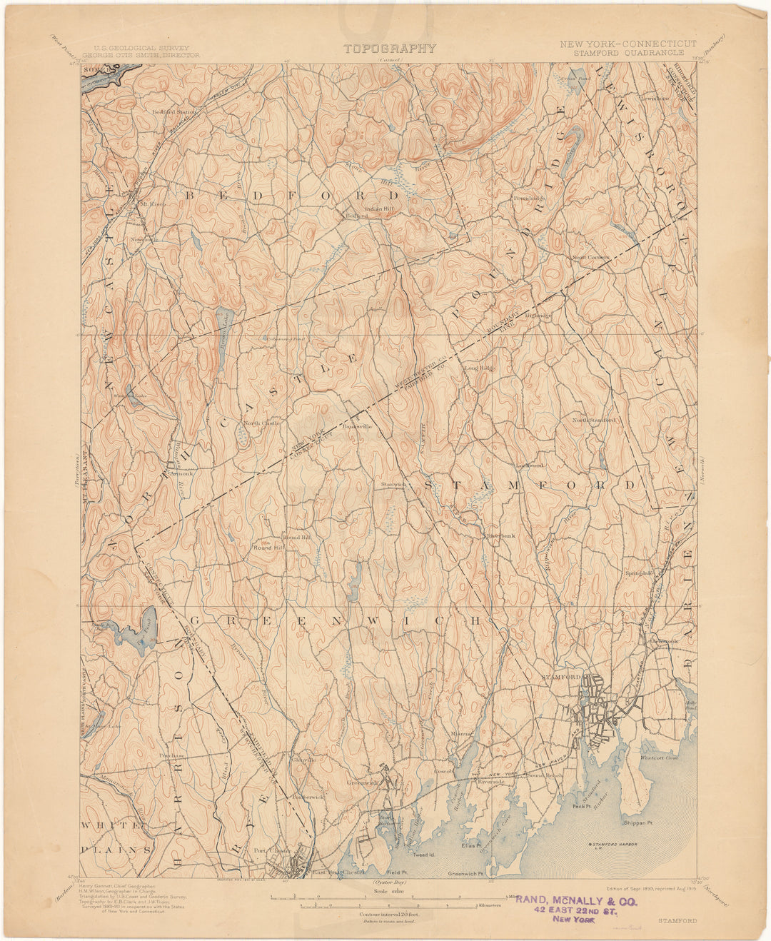 USGS Connecticut: Stamford Sheet 1899 edition 1915 reprint
