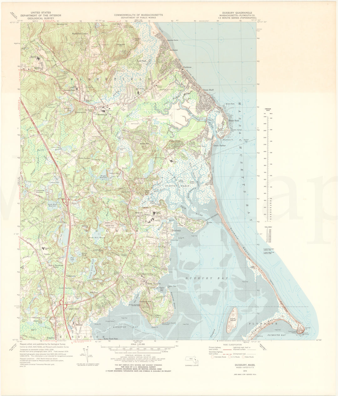 USGS Massachusetts: Duxbury Sheet 1974