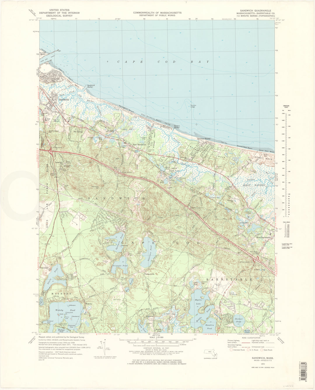 USGS Massachusetts: Sandwich Sheet 1972