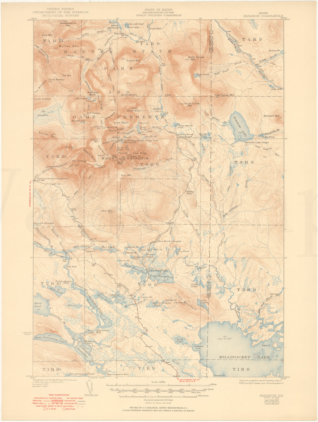 USGS Maine: Katahdin Sheet 1930 Edition 1950 Reprint