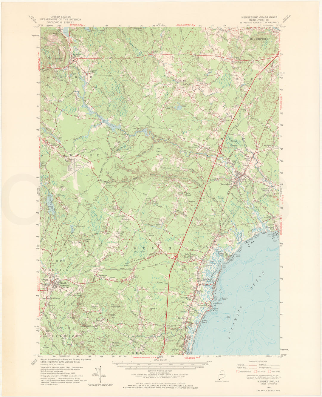 USGS Maine: Kennebunk Sheet 1956