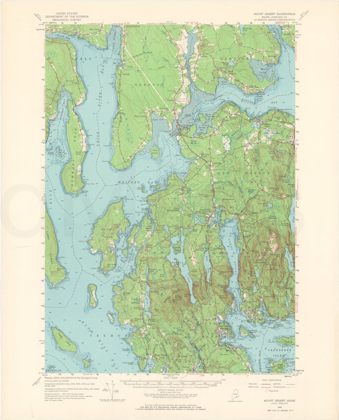 USGS Maine: Mount Desert Sheet 1956