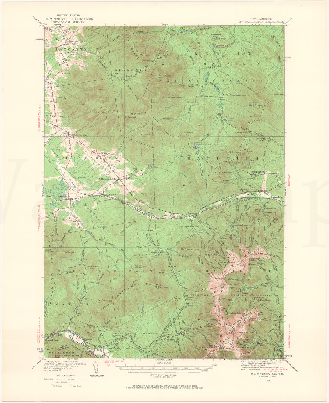 USGS New Hampshire: Mount Washington Sheet 1935