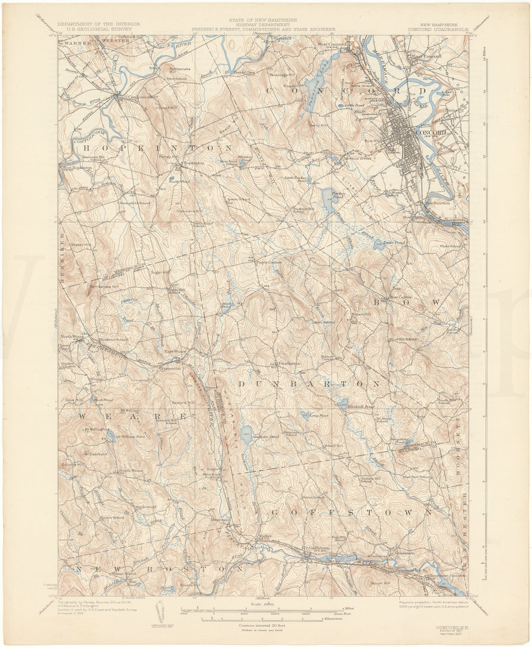 USGS New Hampshire: Concord Sheet 1927 edition 1937 reprint
