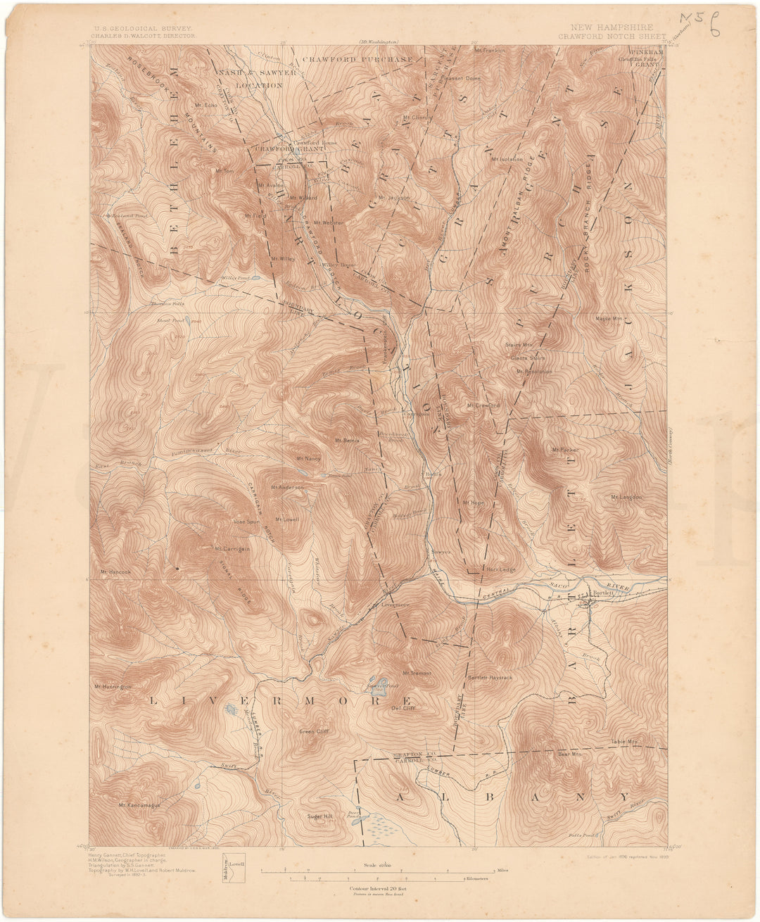 USGS New Hampshire: Crawford Notch Sheet 1896 edition 1899 reprint