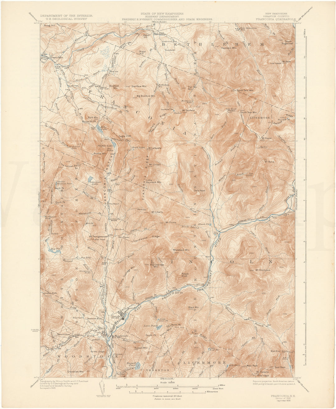 USGS New Hampshire: Franconia Sheet 1932 edition 1936 reprint