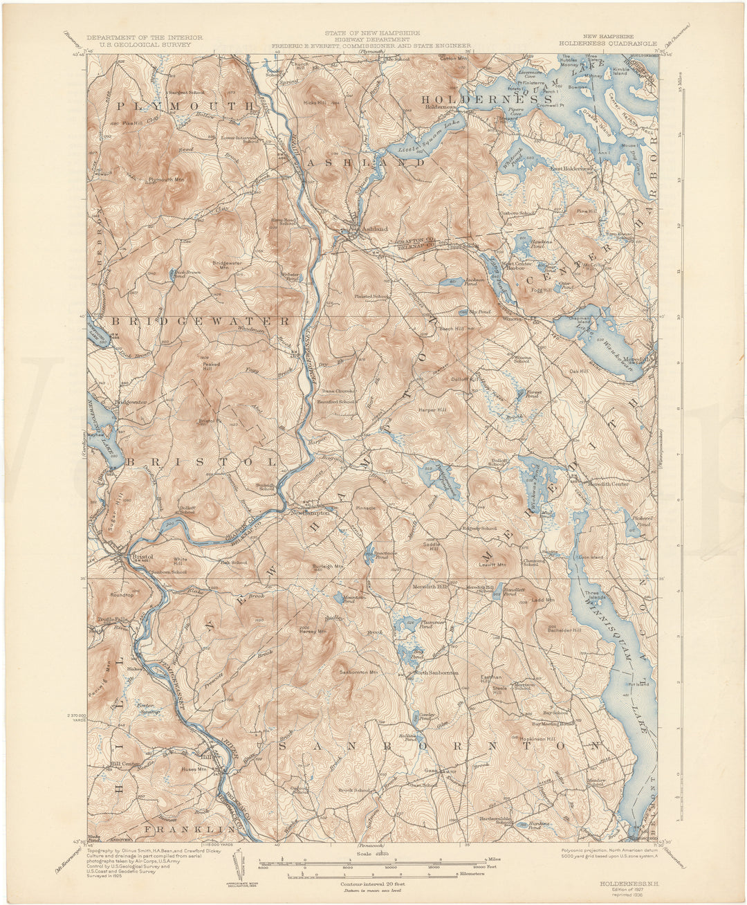 USGS New Hampshire: Holderness Sheet 1927 edition 1936 reprint
