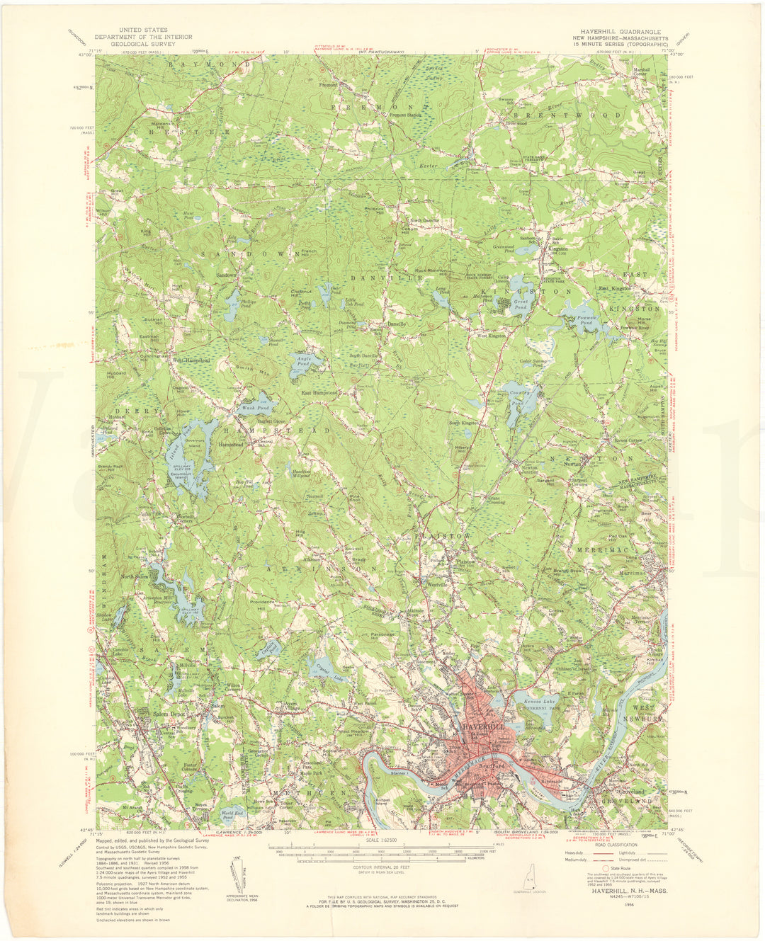 USGS Massachusetts and New Hampshire: Haverhill Sheet 1956