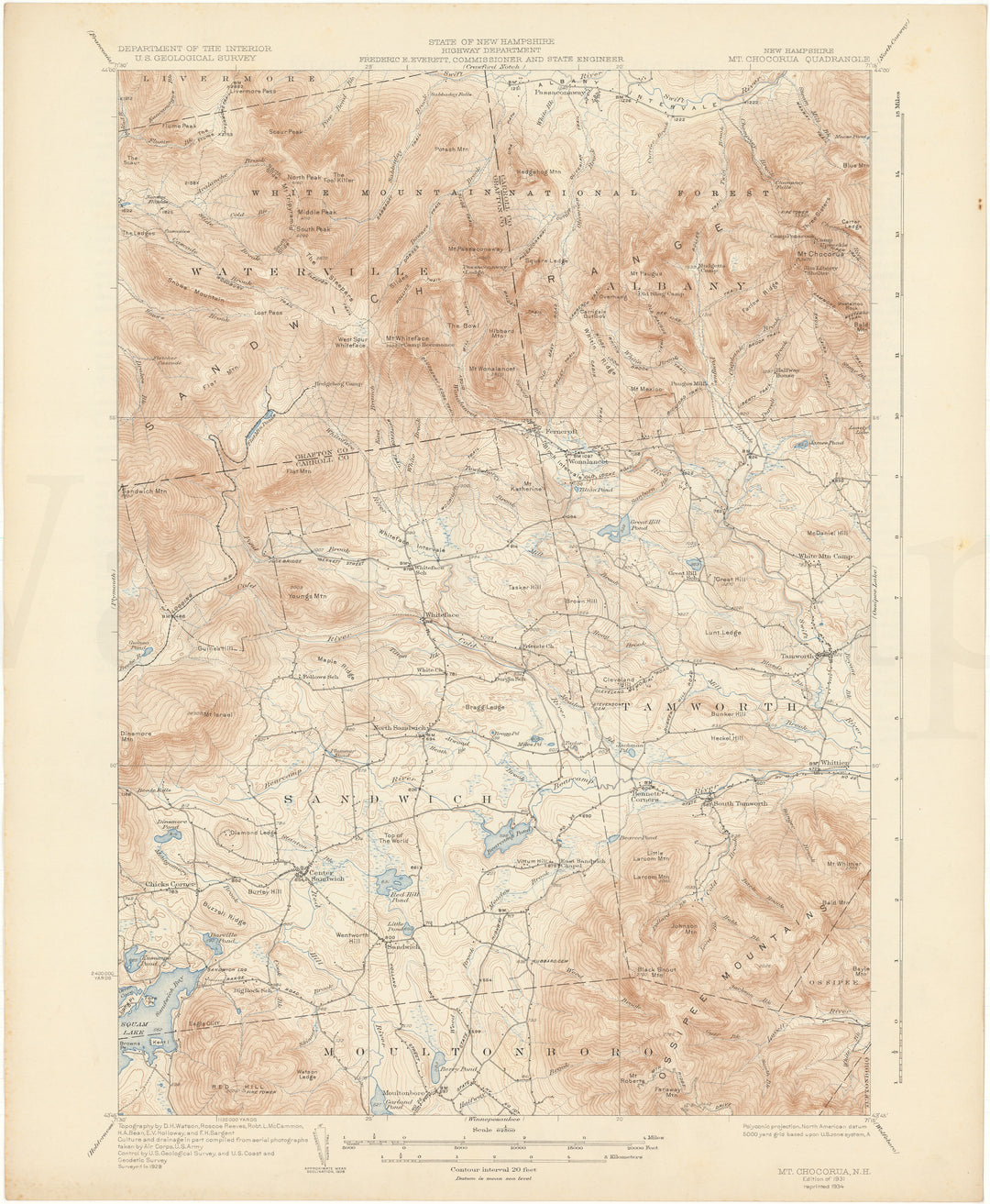 USGS New Hampshire: Mount Chocorua Sheet 1931 edition 1934 reprint