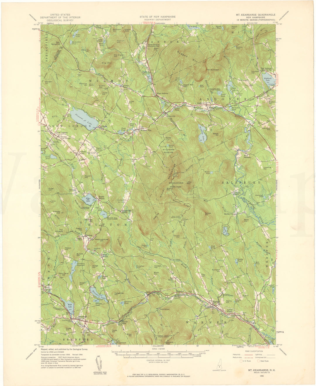 USGS New Hampshire: Mount Kearsarge Sheet 1956