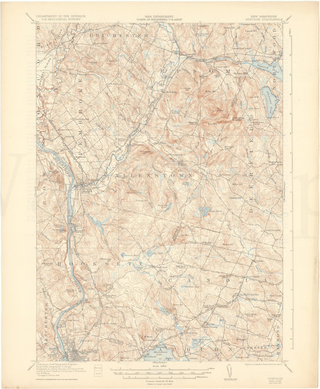 USGS New Hampshire: Suncook Sheet 1921 edition 1931 reprint