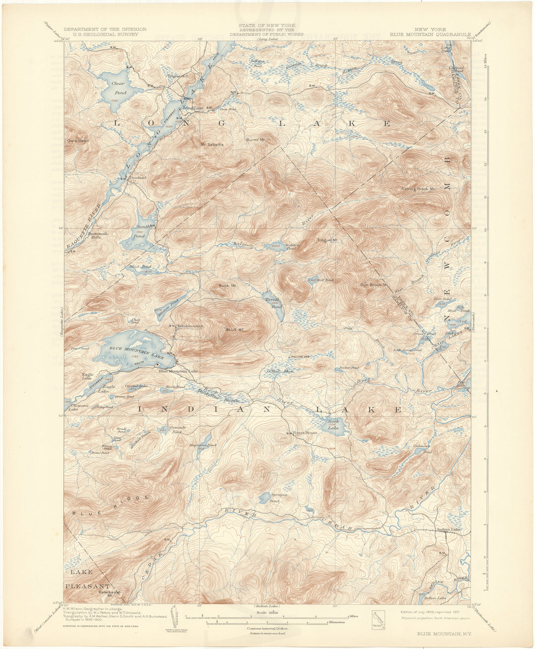 USGS New York: Blue Mountain Sheet 1903 edition 1937 reprint