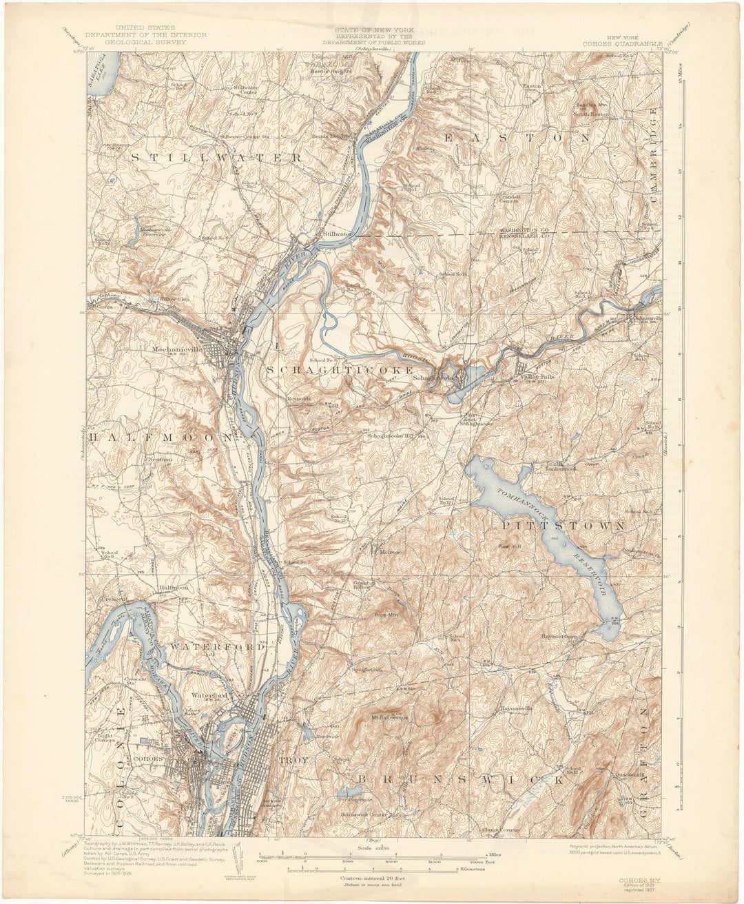 USGS New York: Cohoes Sheet 1929 edition 1937 reprint