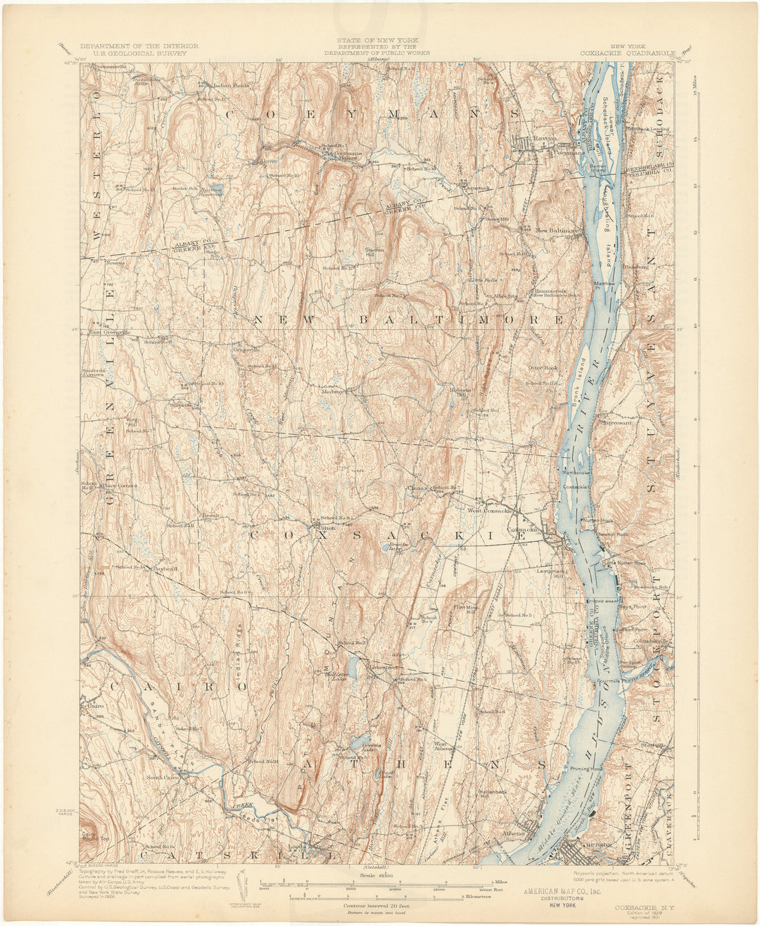 USGS New York: Coxsackie Sheet 1929 edition 1931 reprint