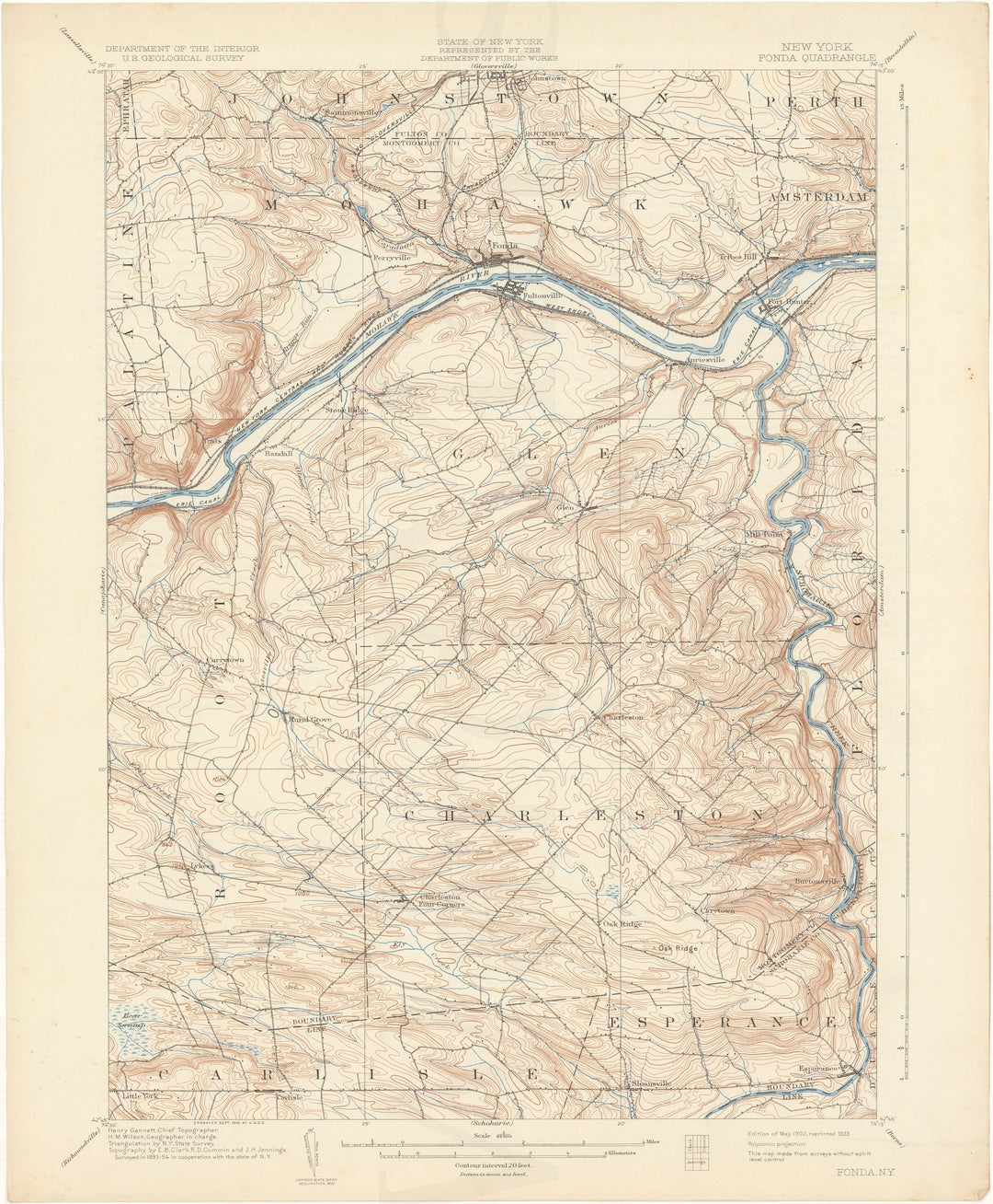 USGS New York: Fonda Sheet 1902 edition 1933 reprint